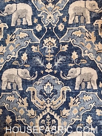 Hilary Farr Loxodonta 526 Batik Fabric | Blue Decorator Rooms